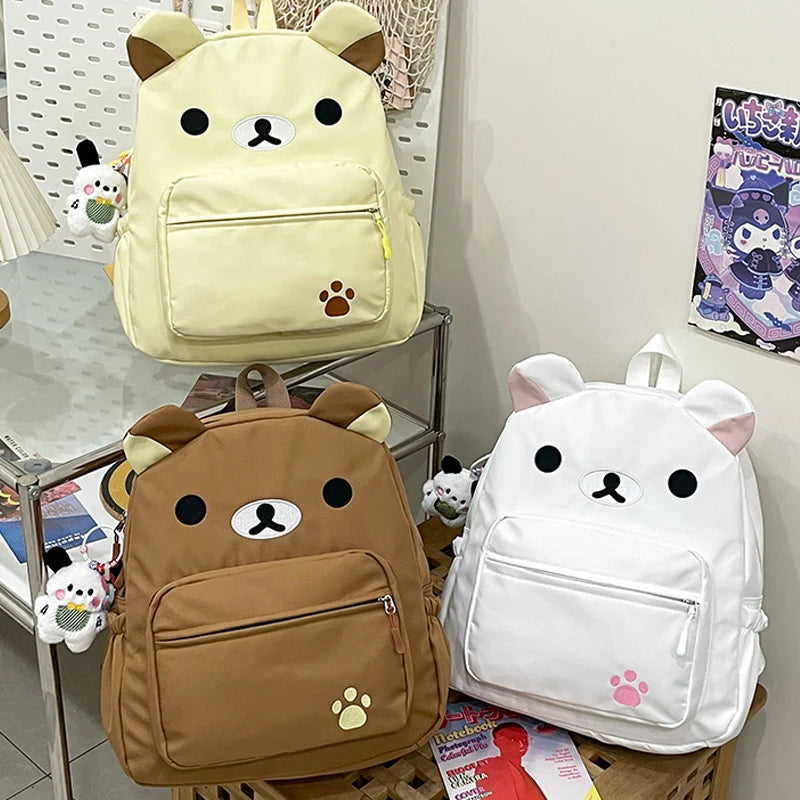 Rilakkuma Anime Backpack — Cute Relax Bear School Bag for Women, Girls & Boys, Outdoor Travel Rucksack Gift