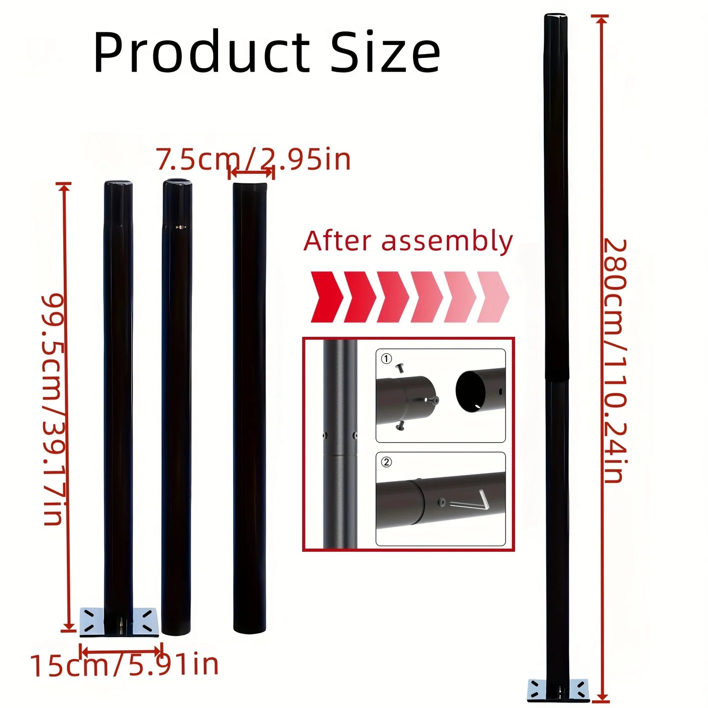 Solar Lamp Post Light - 78-Inch Outdoor Garden Pole Lamp with Removable Head and IP67 Waterproof Design