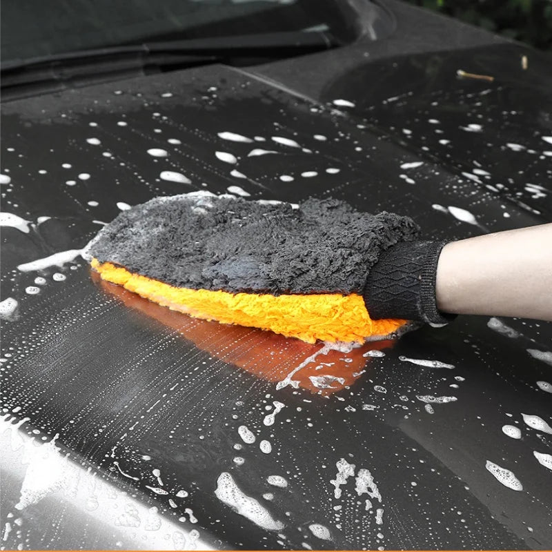 Soft Car Washing Gloves – Double-Sided Fleece Microfiber Chenille, Thickened Cleaning Glove for Car Body, Windows & Tires
