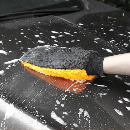 Soft Car Washing Gloves – Double-Sided Fleece Microfiber Chenille, Thickened Cleaning Glove for Car Body, Windows & Tires