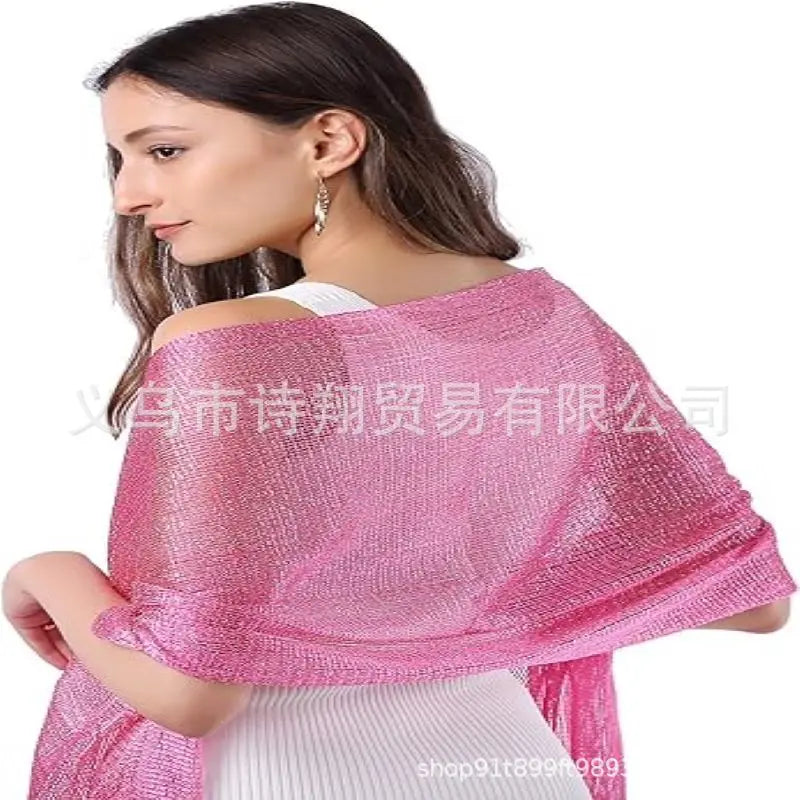 Gold & Silver Thread Tassel Scarf – Elegant Beach, Wedding & Party Fashion Shawl Accessory SJ15