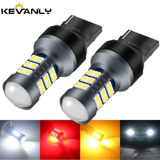 2PCS T20 7440/7443 LED Car Bulbs – 27SMD 3030 Chip WY21W W21W Signal, Backup & Reverse Plug & Play Automotive Lighting Lamps