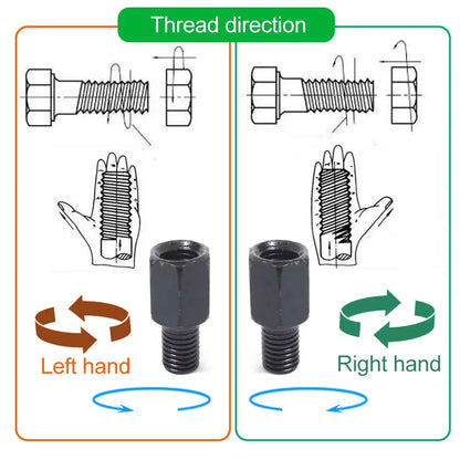 Pair Black Motorcycle Mirror Adapters M10 & M8 – 8mm/10mm Rearview Mirror Conversion Bolts, Left & Right Thread
