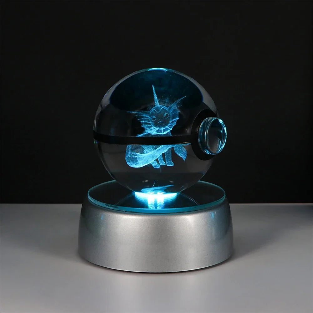 Pokemon Crystal Ball Night Light – Pikachu, Gengar, Eevee, Mewtwo & Lucario LED Pokeball, Kids Birthday Gift & Home Decor