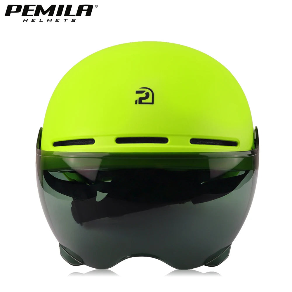 PEMILA Full Edge Wrap Cycling Helmet – MTB & Road Bike Helmet with Goggles, Ear Protection, for E-Bike & Bicycle