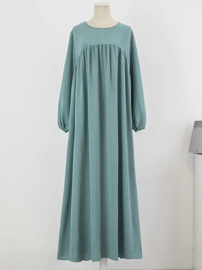 Muslim Women's Luxury Abaya Dress - Solid Color Modest Dubai-Style Kaftan for Ramadan & Special Occasions