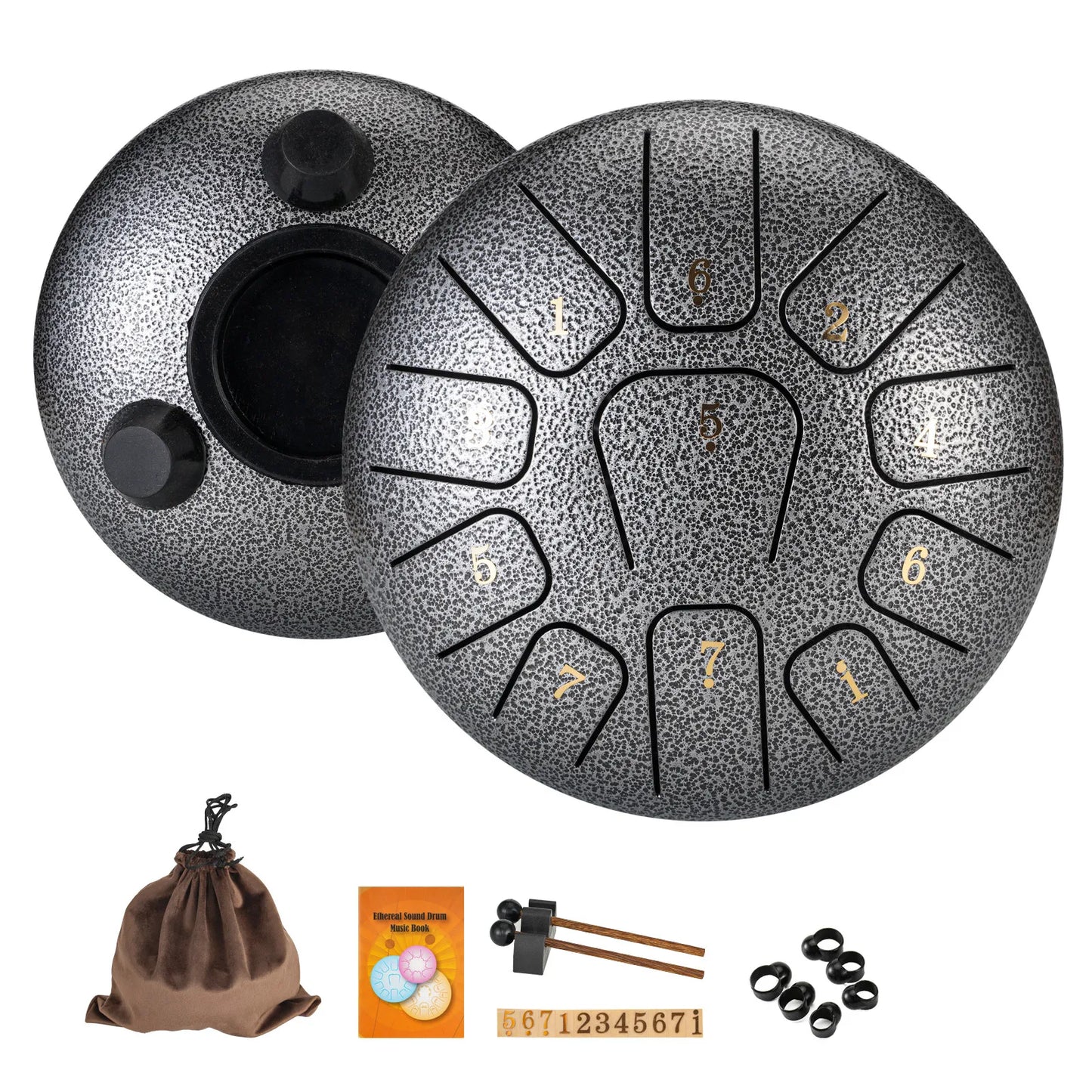 Miwayer 6" Steel Tongue Drum Gift Set – 11-Note Sound Healing Instrument with Tuning Kit for Yoga & Meditation