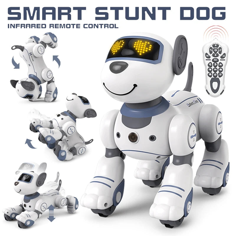 2-in-1 Intelligent Remote Control Robot Dog – Programmable Stunt & Voice Command Toy with Touch & Music for Kids