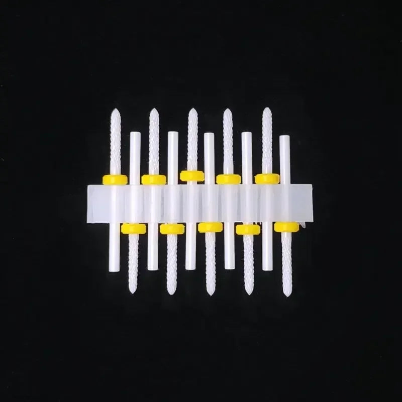 10PCS Ceramic Nail Drill Bits - Rotary Milling Cutters for Gel Polish Removal & Nail Grinding Machine Accessories