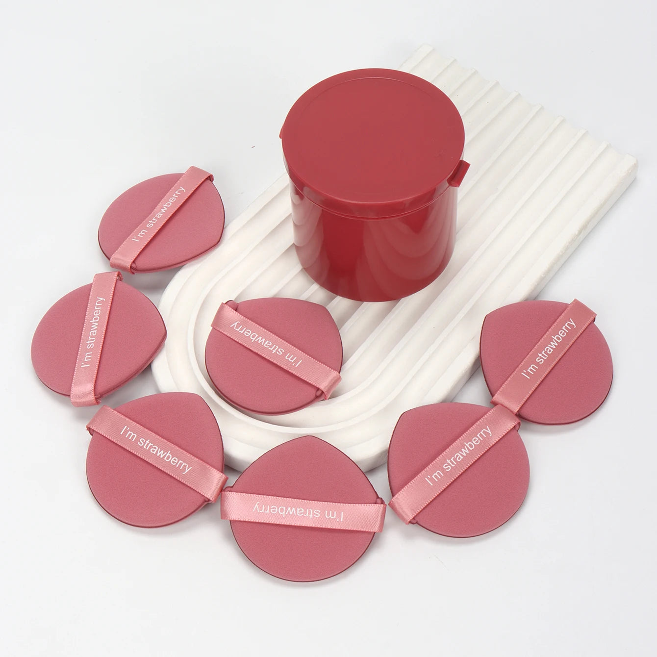 Karsyngirl 7-Pcs Strawberry Cosmetic Puff Set — Double-Sided Soft Makeup Sponges for Powder & Beauty Tools