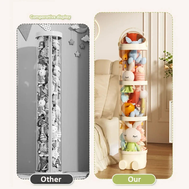 Transparent Doll Storage Box - Plush Toy Organizer Tube & Stuffed Toy Storage Barrel for Children