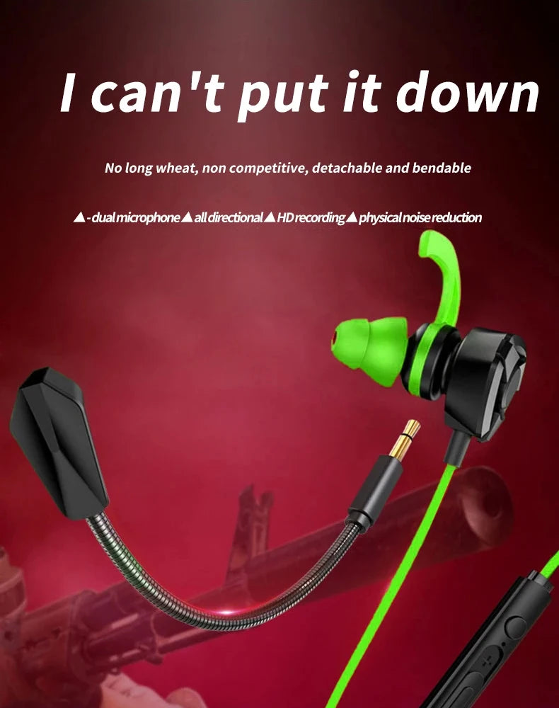 ESports Gaming Earbuds with Microphone - Noise Cancelling Wired Headset for Mobile & PC, PUBG Compatible
