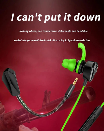 ESports Gaming Earbuds with Microphone - Noise Cancelling Wired Headset for Mobile & PC, PUBG Compatible