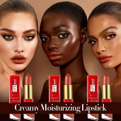 12 Colors Creamy Moisturizing Lipstick – Long-Lasting, Women & Schoolgirl Makeup for Beginners, Leaning Tower Lip Makeup