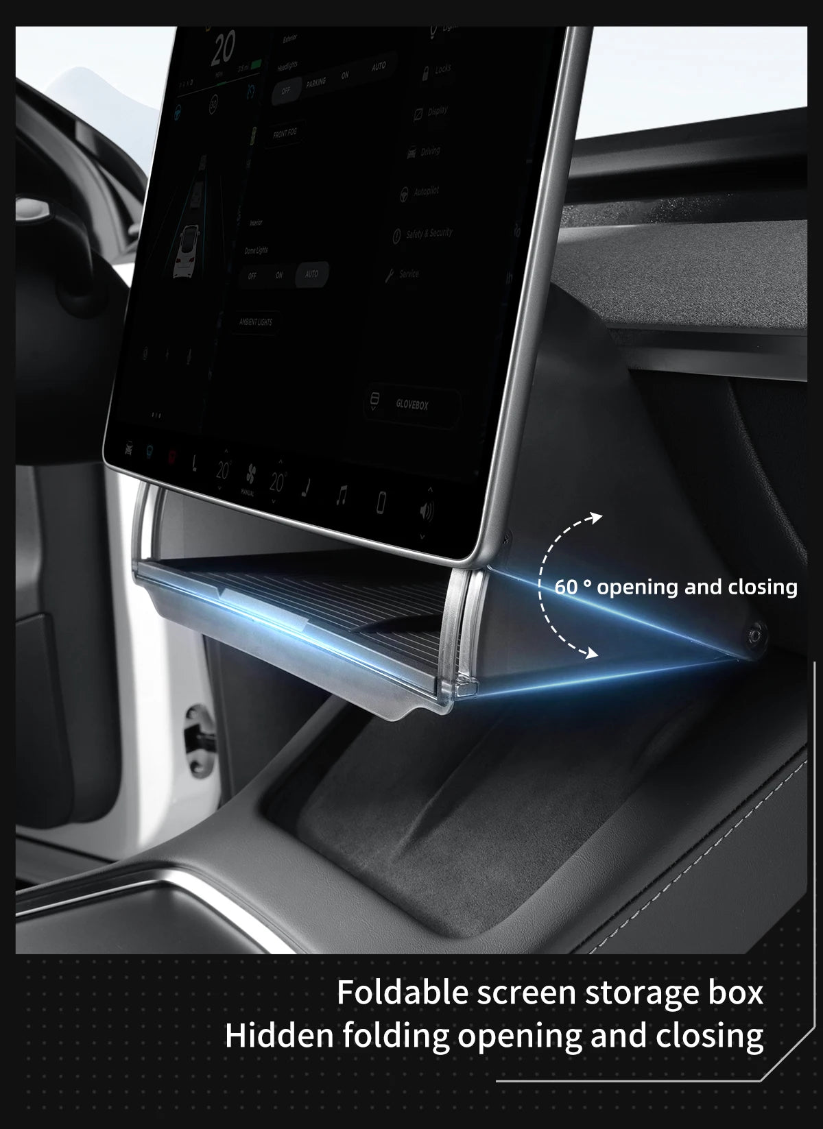 Tesla Model Y 2024 Car Storage Box – Hidden Organizer Tray Under Central Control Screen, Fits Model 3 2021-2022