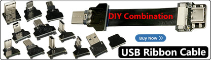 Ribbon FPV HDMI-Compatible Connector – Flexible Flat Cable for Raspberry Pi 4, Micro HDMI to HDMI/Mini HDMI Female 90° FFC 20pin