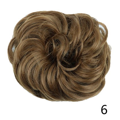 Synthetic Wavy Hair Bun Wig – Elastic Rubber Scrunchie Curly Ponytail Hair Extension for Ladies