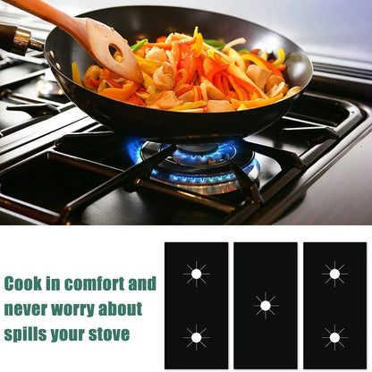 1 Set Gas Stove Pad and Protective Cover - 5-Hole Kitchen Cleaning and Anti-Dirty Non-Stick Reusable Stovetop Protector Pads