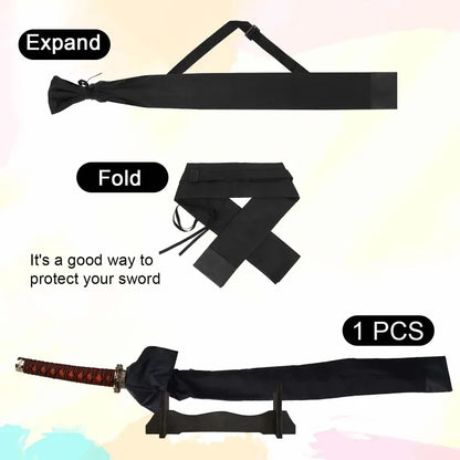 Black Polyester Katana Sword Bag – Adjustable Samurai Sheath with Strap for Japanese Sword, Cosplay & Home Decoration Prop