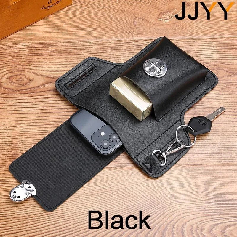 Men’s Leather Vintage Waist Bag – Phone Holster Pouch for Travel, Hiking & Outdoor Use