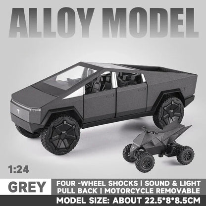 1:24 Alloy Diecast Mini Pickup Truck Model – Tesla Cybertruck Metal Toy for Boys, Kids’ Birthday & Collectible Gift