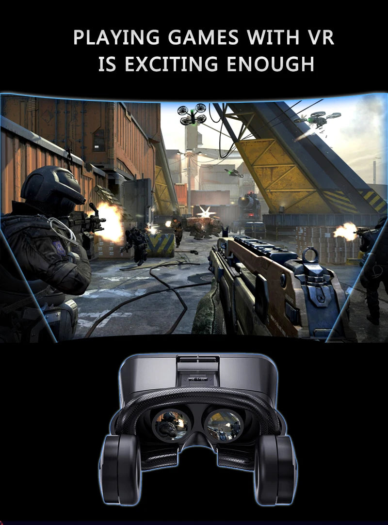 Original J20 4K VR Headset - 3D Virtual Reality Glasses Box with Stereo & Rocker for iOS/Android Phones up to 6.7"