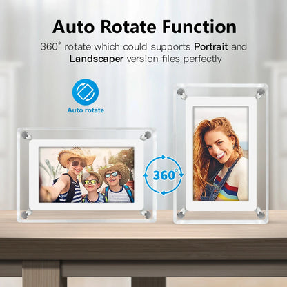 5-Inch Acrylic Digital Photo Frame — Vertical IPS Display, 4GB Memory & 1200mAh Battery | Portable Digital Picture Frame