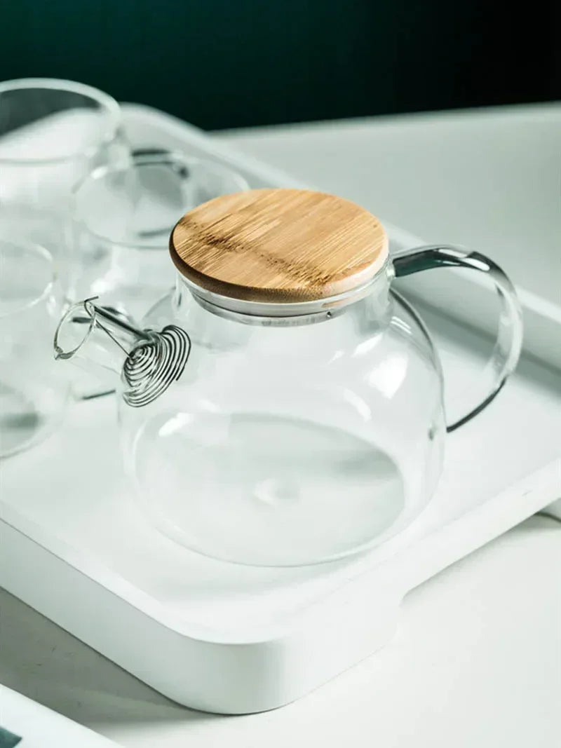 1.8L Transparent Borosilicate Glass Teapot – Heat-Resistant Large Clear Tea Pot for Puer, Flower Tea, Office & Home