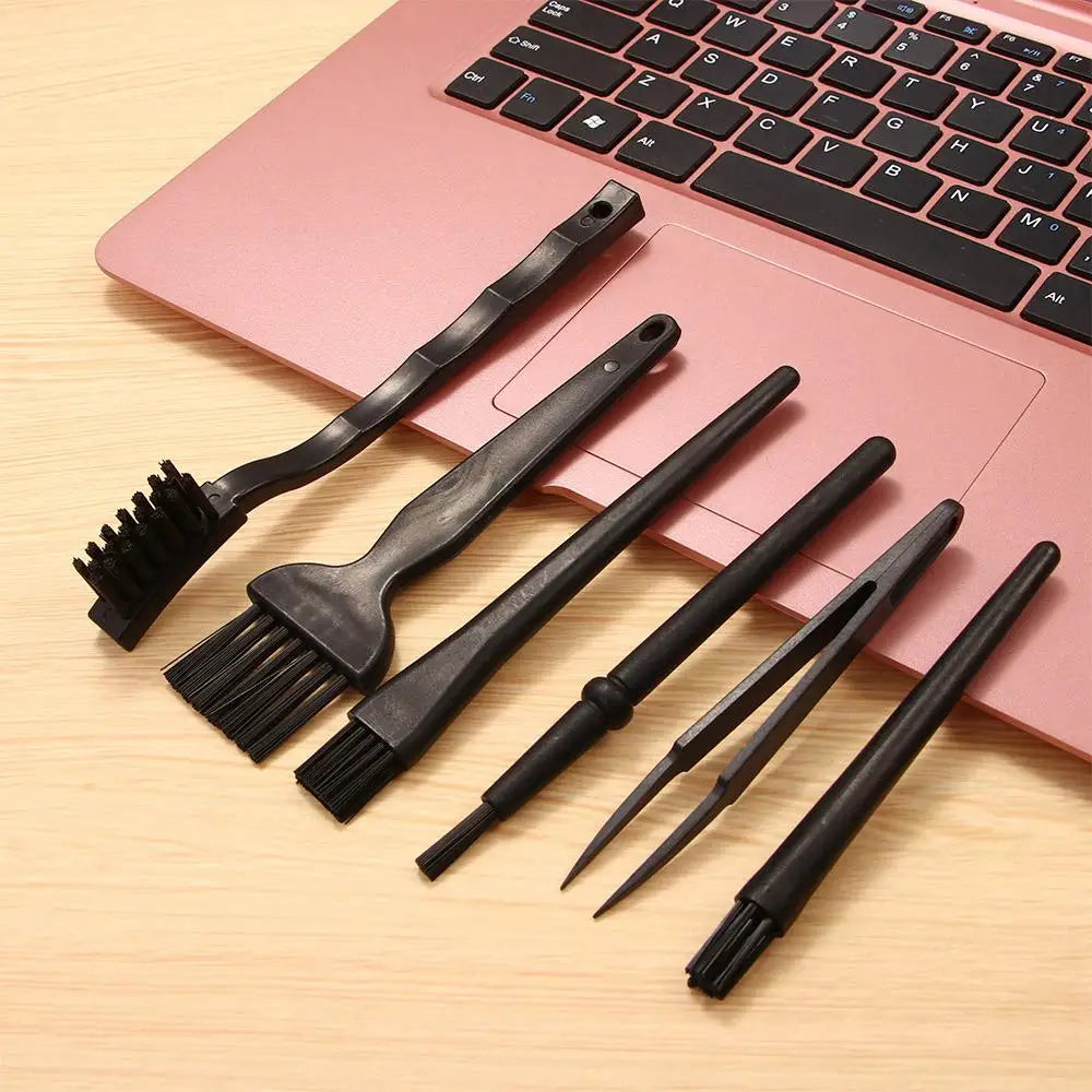 6-in-1 Electronics Cleaning Kit - Portable Anti-Static Keyboard Brush & Temperature Resistant Handle for Phone & Laptop