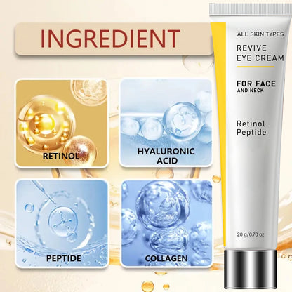 Revive Polypeptide Retinol Eye Cream – 20g Anti-Aging Moisturizer with Peptides and Hyaluronic Acid for Face, Neck & Eye Care
