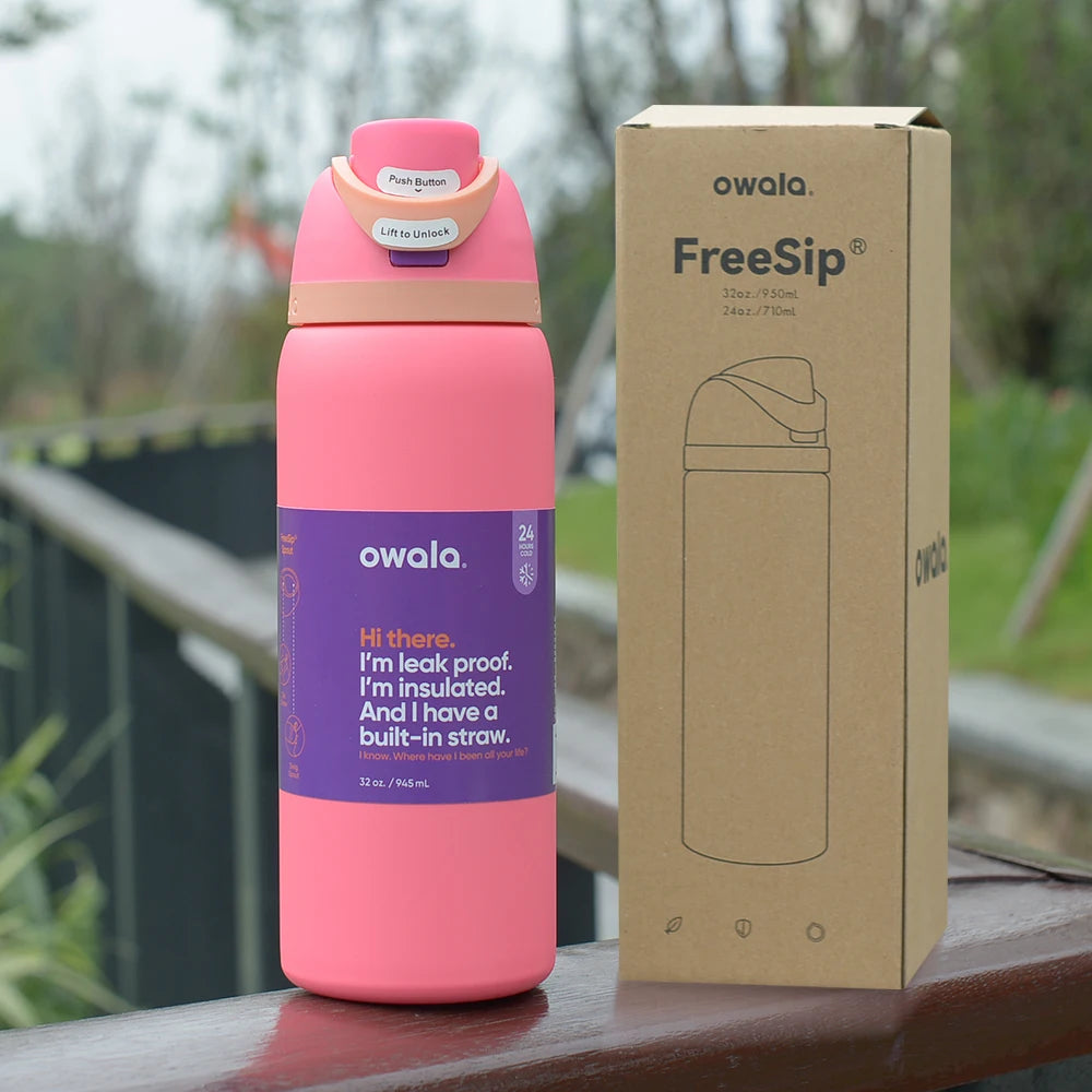 Owala Insulated Stainless Steel Water Bottle with Straw – BPA-Free Sports Bottle (24oz/32oz) for Travel