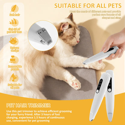Pet Dog & Cat Paw Trimmer - LED Light, Low Noise, Waterproof Cordless Hair Clipper Grooming Tool