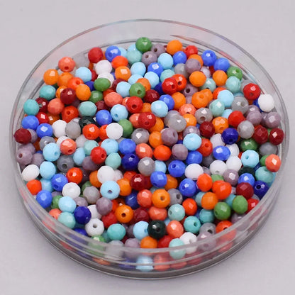 Mixed Color Crystal Glass Beads - 4mm Faceted Rondelle Spacer Beads for DIY Bracelet & Jewelry Making Crafts