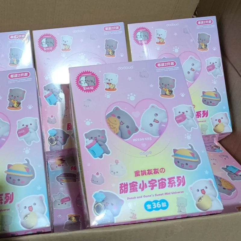 Original Peach Cat and Goma Sweet Mini Universe Blind Box - Cute Mini Collectible Figures for Desk Decor, Display, and Gifts