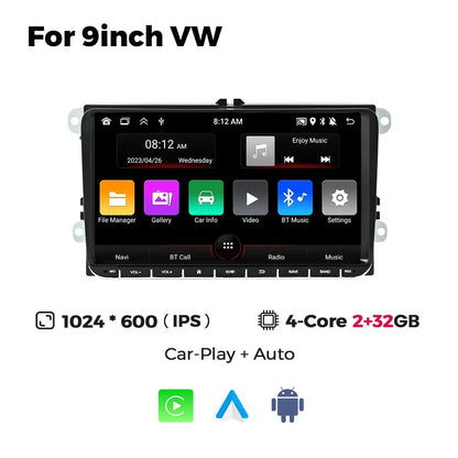 Android 13 Wireless CarPlay Multimedia Player – 7/8/9" IPS Screen GPS & WiFi Car Radio for VW Passat, Golf, Polo, Jetta & Skoda