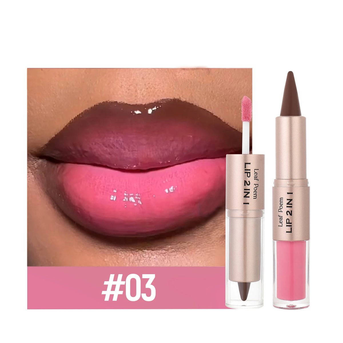 Double-Ended Lip Liner and Gloss Set - Tapered Lip Contour Pencil with Mirror, Plumping Crystal Lip Glaze, and Red Lip Tint
