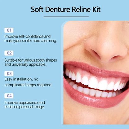 Denture Silicone Kit – Soft Denture Liners for Upper & Lower Teeth, Easy Use Dental Care Replacement Set