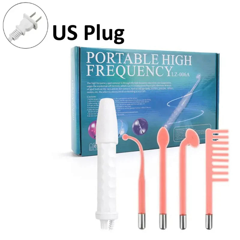 4-in-1 Handheld Electric Facial Therapy Wand – High Frequency Skin Beauty Tool for Acne Treatment and Skin Care