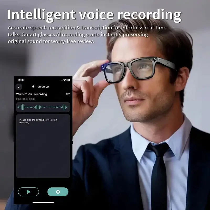 2025 AI Smart Glasses – 8MP Camera Sunglasses with Video Recording, 100+ Language Translation, Bluetooth Calls & Music for Men & Women