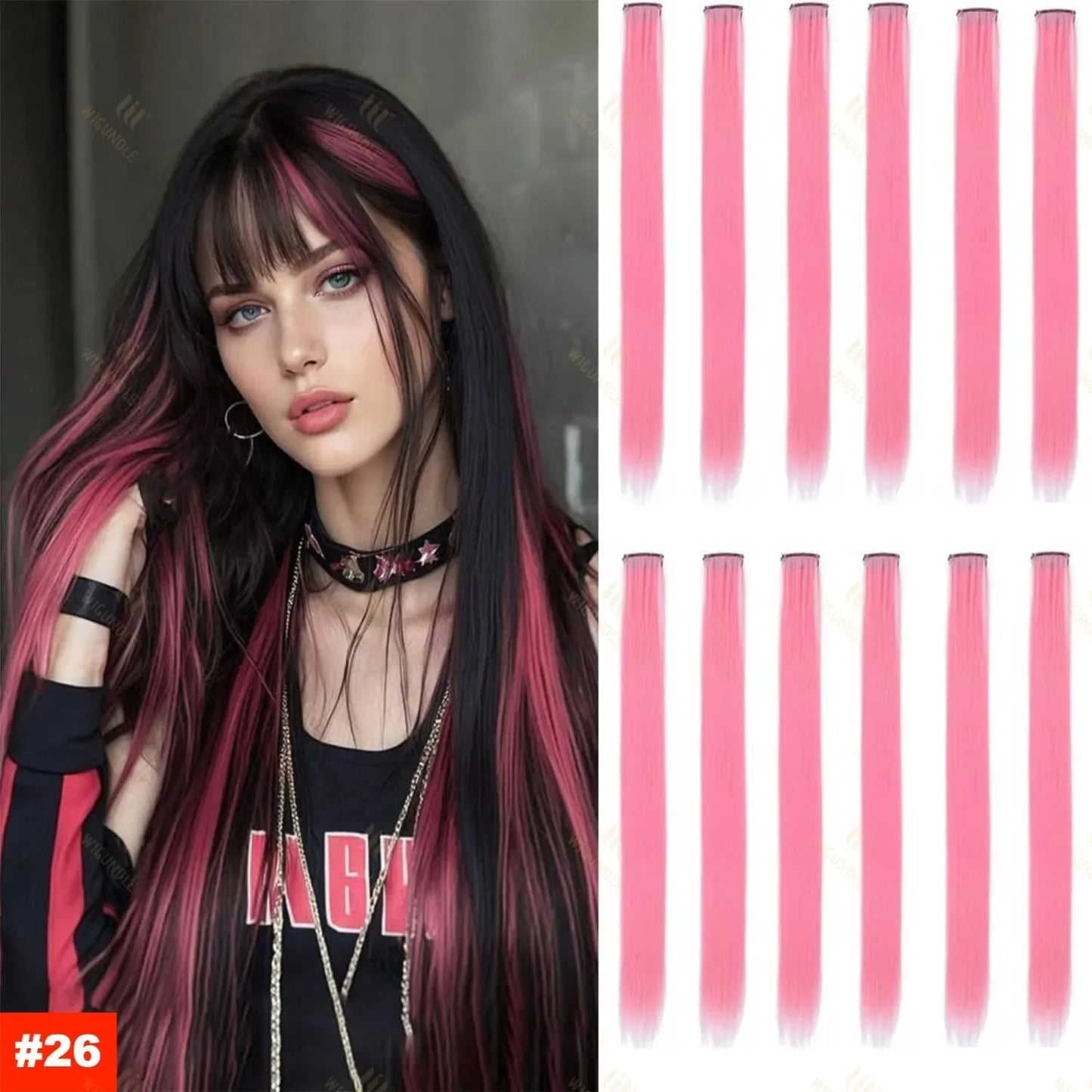 1/5/11 Pack 22" Clip-In Multi-Color Rainbow Hair Extensions – Synthetic Highlights for Girls, Women & Kids