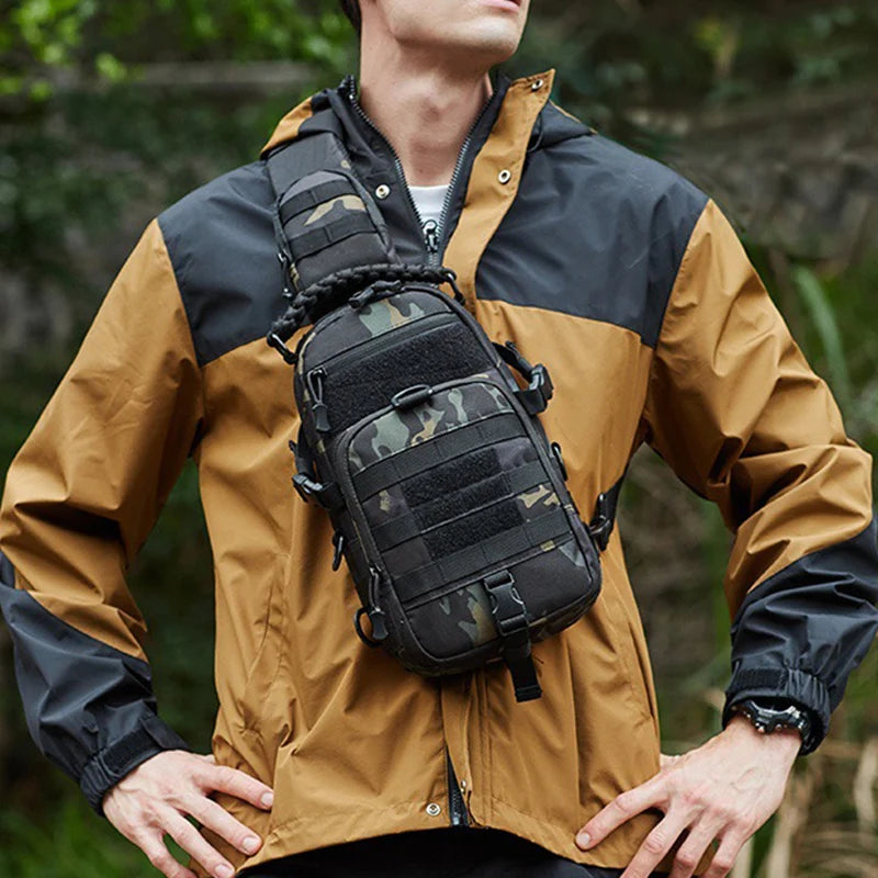 Men’s Tactical Camping Chest Bag – Outdoor MOLLE Sling Shoulder Pack for Hiking, Cycling, Fishing & Climbing