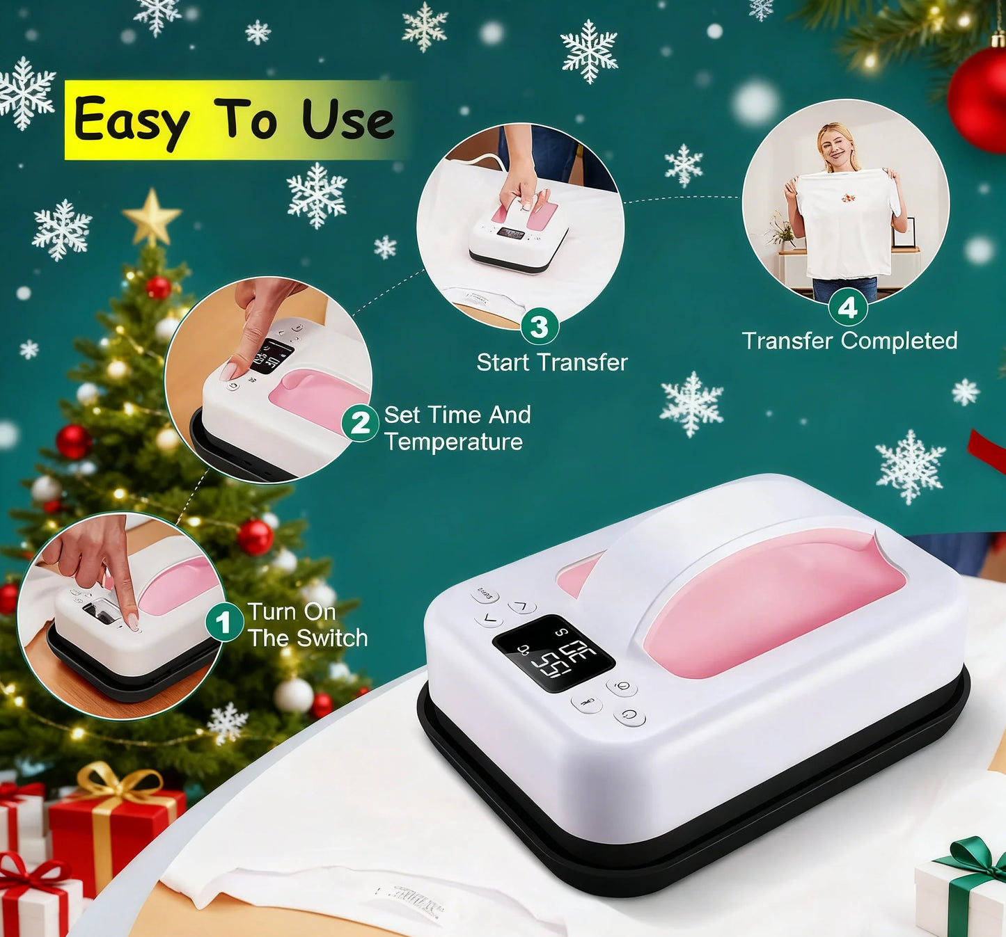7x5 Portable Heat Press Machine – Fast Heating Sublimation Press for T-Shirts, Beginner & Home Business Friendly