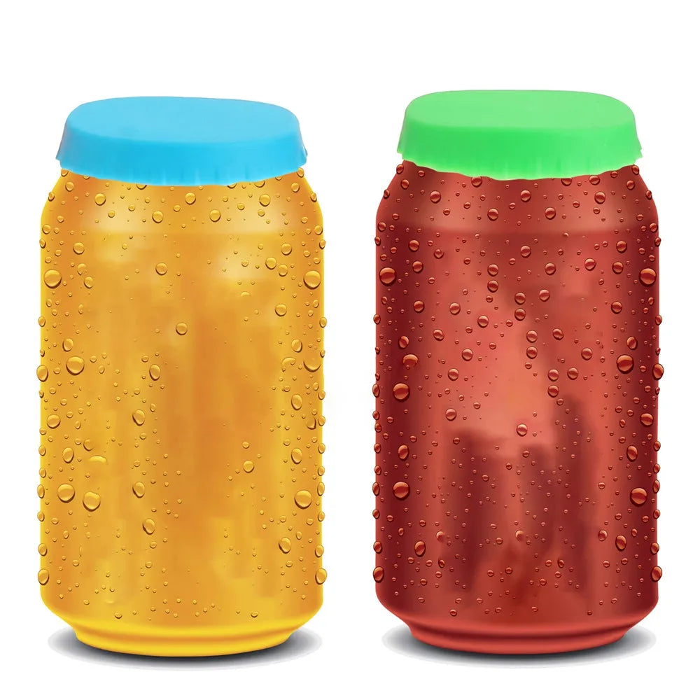 Reusable Beverage Can Covers - Silicone Soda Can Lids, Leak-Proof Sealing Protectors for Cans & Bottles