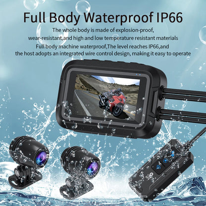 Dual 1080P Motorcycle DVR - Full Body Waterproof Camera with WiFi, GPS, Front and Rear Dash Cam Video Recorder Black Box