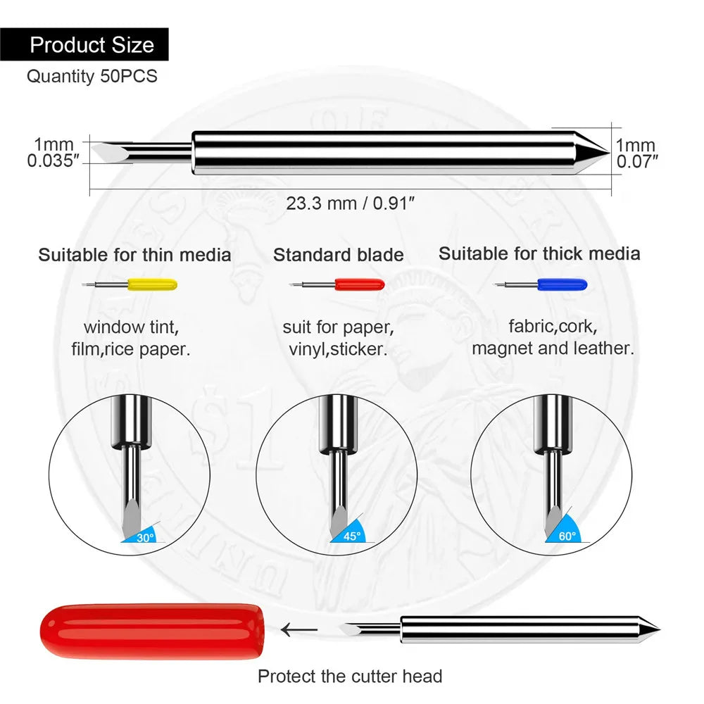Replacement Plotter Blades for Roland & Cricut – 30°/45°/60° Cutter Blades for Power Tools