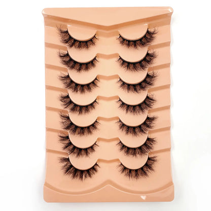 7 Pairs 3D Mink Fur False Eyelashes – Thick Short Dramatic Natural Look Makeup Lashes Wholesale