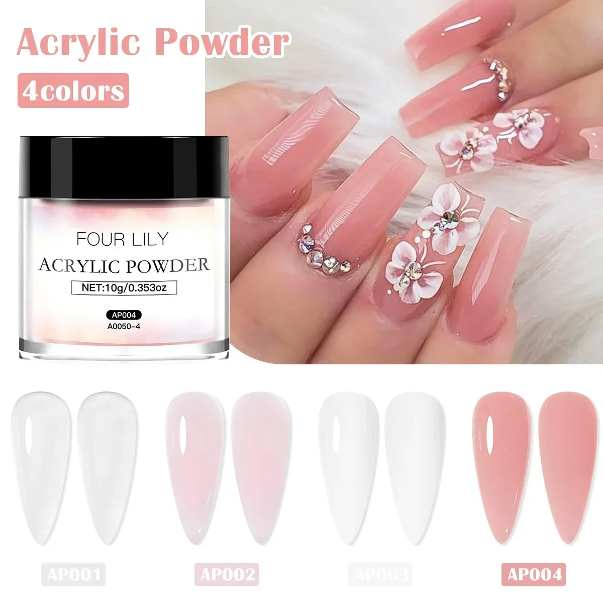 FOUR LILY Acrylic Nail Kit - Acrylic Powder, Liquid & Brush Set for Nail Extensions and Manicure
