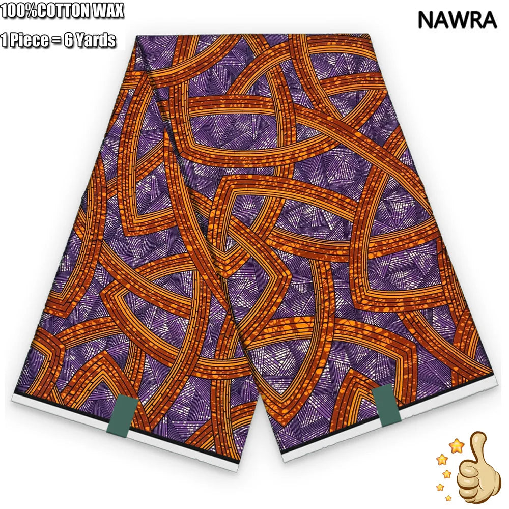 100% Cotton African Real Wax Fabric - Ankara Batik Pagne Sewing Material for Women's Dresses