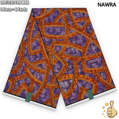 100% Cotton African Real Wax Fabric - Ankara Batik Pagne Sewing Material for Women's Dresses