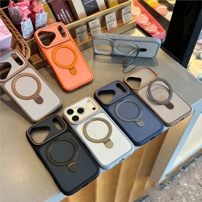 Shockproof MagSafe iPhone Case - Matte Armor Cover with Kickstand Holder